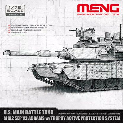 M1A2 SEP V2 w/Trophy APS Abrams Tank Model Kit | MENG 72-016 1/72