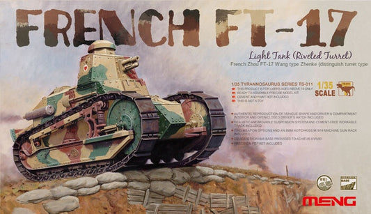 Meng Model 1/35 TS-011 French FT-17 Light Tank (Riveted Turret) Model Kit