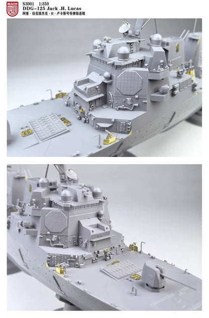 Explore the BEACON HOBBY S3001 DDG-125 1/350 Jack.H.Lucas Destroyer Model Kit, available in full hull and waterline options for model enthusiasts.