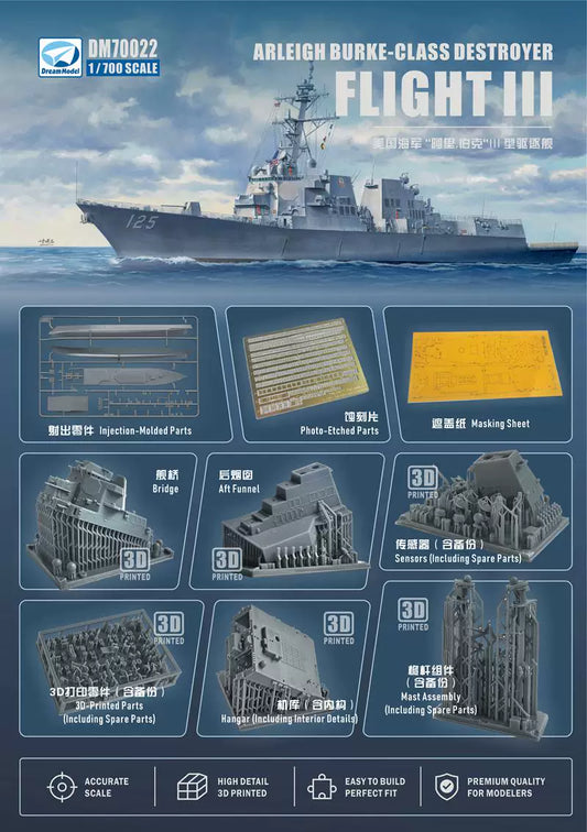 Build your own Arleigh Burke-class Destroyer Fight III 1/700 model kit
