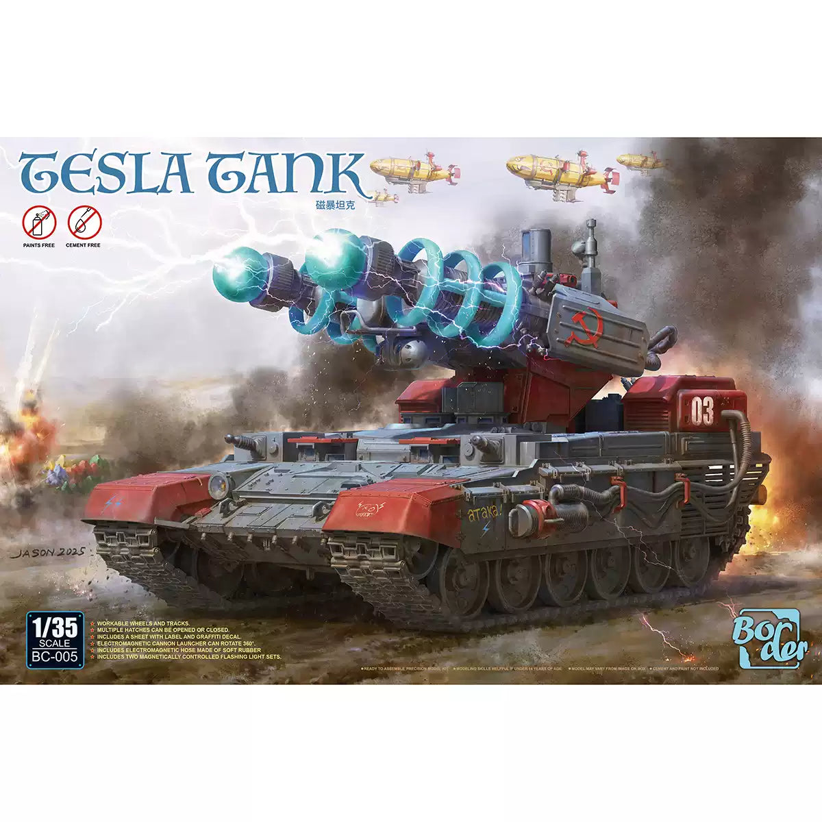 Border BC-005 1/35 Tesla Tank Model Kit glue-free