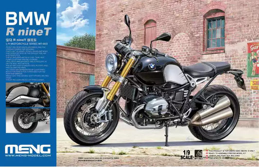 Explore the intricate details of the R nineT MOTORCYCLE Model Kit, a 1/9 scale reproduction 