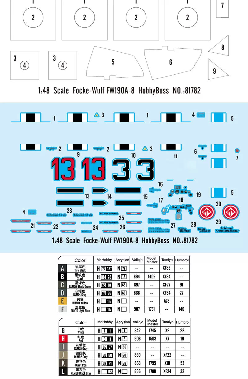 Hobbyboss 81782 1:48 Focke-Wulf FW190A-8 Fighter Model Kit