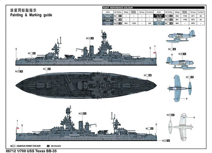 USS Texas BB-35 1/700 Battleship Model Kit | Trumpeter 06712