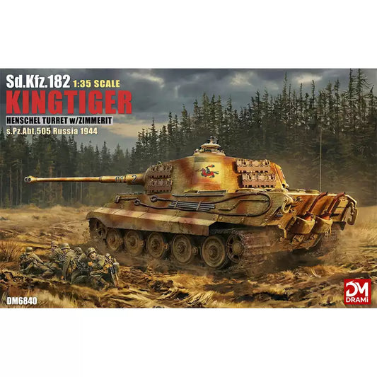 DRAMI DM6840 1/35 King Tiger Tank Model Kit Henschel Turret w/Zimmerit 1944