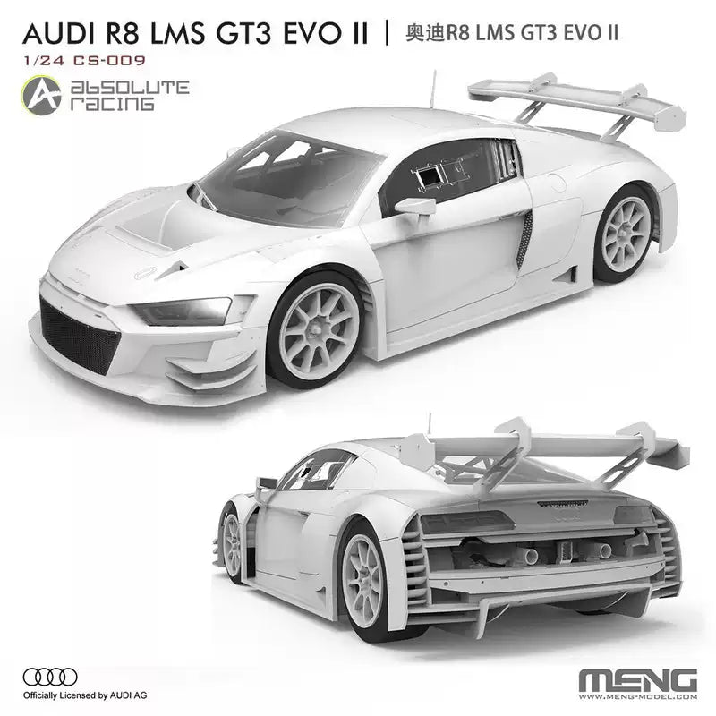 Discover the MENG CS-011 1/24 R8 LMS GT3 EVO II B-Quik Absolute Racing Model Kit