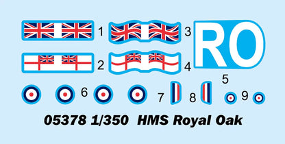 Discover the Trumpeter 05378 1/350 HMS Royal Oak Battleship Model Kit Precision with over 510 parts for detailed craftsmanship.