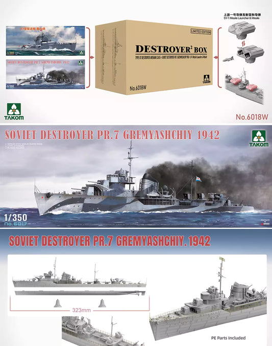 TAKOM 6018W 1/350 Destroyer ANSHAN+PR.7 GREMYASHCHIY w/SY1 LIMITED BOX(2 in 1))