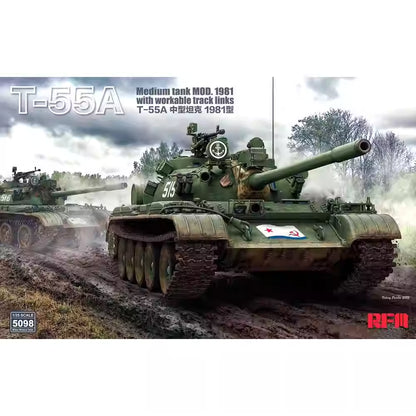 RYE FIELD RM-5098 1/35 T-55A Medium Tank Mod. 1981 With 3D Printed Part Model Kit