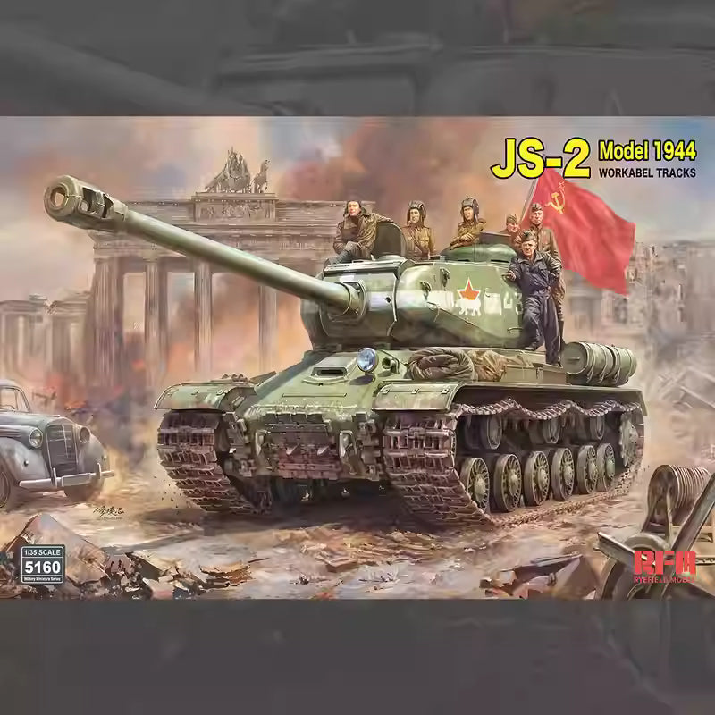 Explore the RYE FIELD 5160 1/35 Soviet JS-2 Heavy Tank Kit with movable tracks and suspension