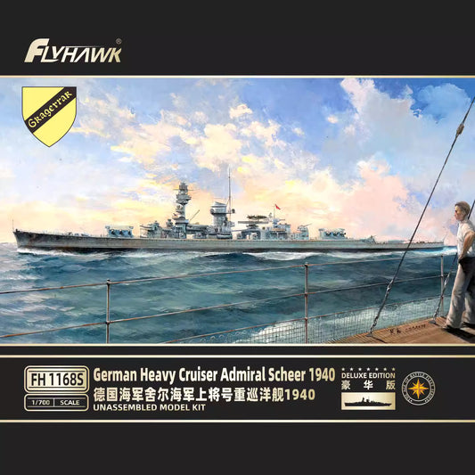 Discover the Flyhawk FH1168S 1/700 German Heavy Cruiser Admiral Scheer 1940 Deluxe Edition model kit, perfect for history enthusiasts and collectors.