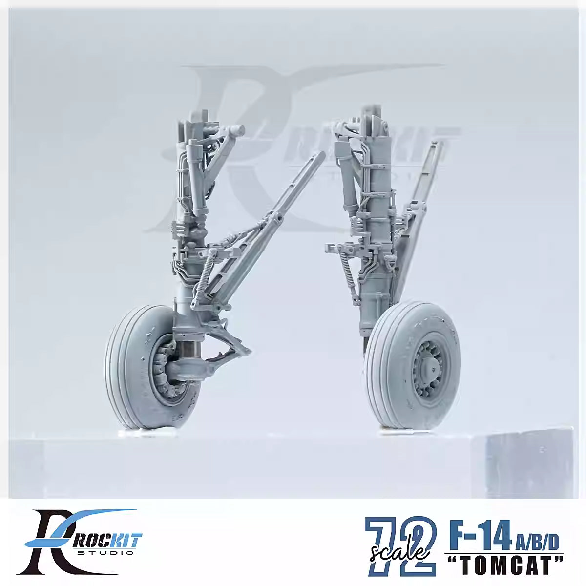 Upgrade your Tamiya kit with ROCKIT 720101T 1/72 F/14 A/B/D landing gears made from high-quality 3D-print resin and metal parts for enhanced realism.