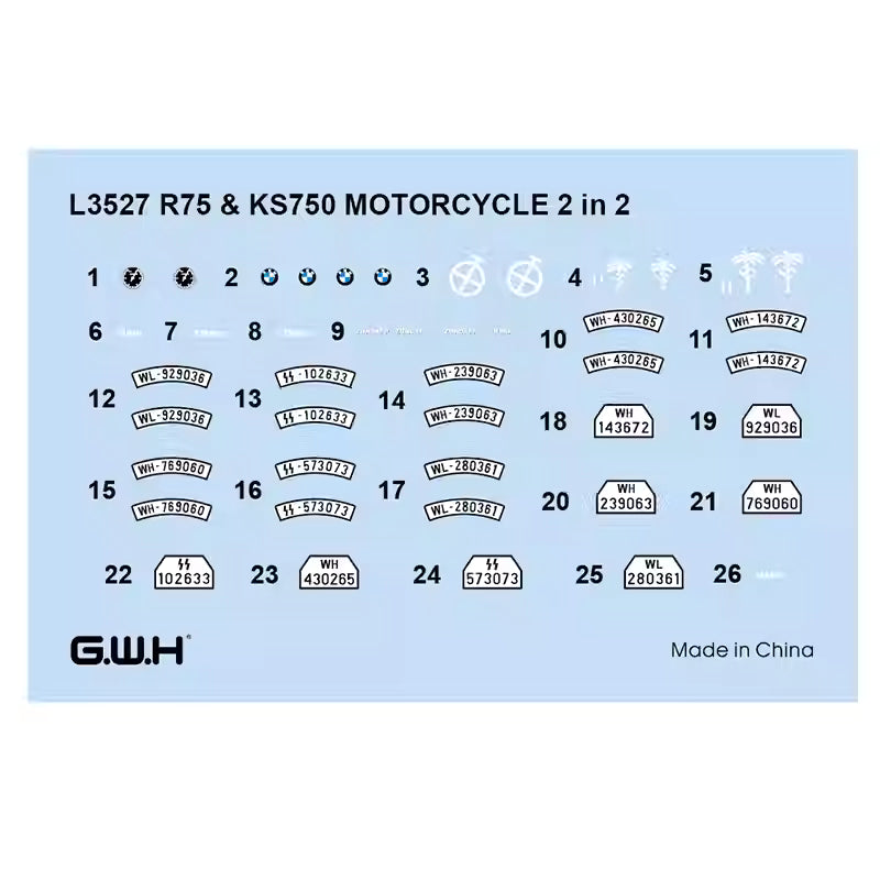 Great Wall Hobby L3527 1/35 R75-KS750 German Heavy Double Wheel Motorcycles