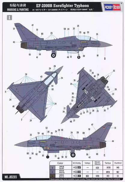 Hobbyboss 1/72 80265 EF-2000B Eurofighter Typhoon Model Kit