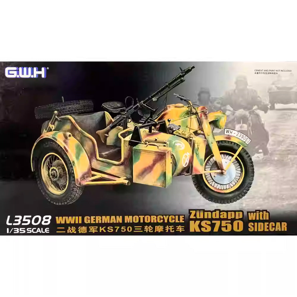 Great Wall 1/35 L3508 WWII German Motorcycle Zündapp KS750 w/Sidecar Model Kit