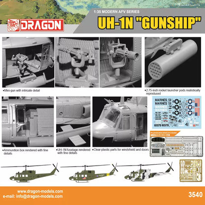 UH-1N "Gunship" Airplane Model Kit NEW | DRAGON 3540 1/35