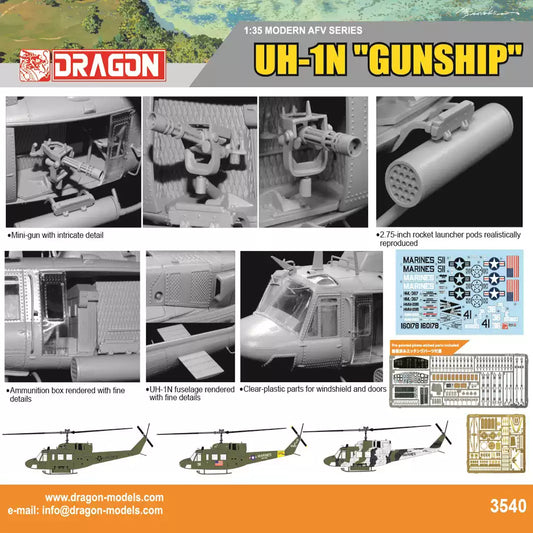 UH-1N "Gunship" Airplane Model Kit NEW | DRAGON 3540 1/35