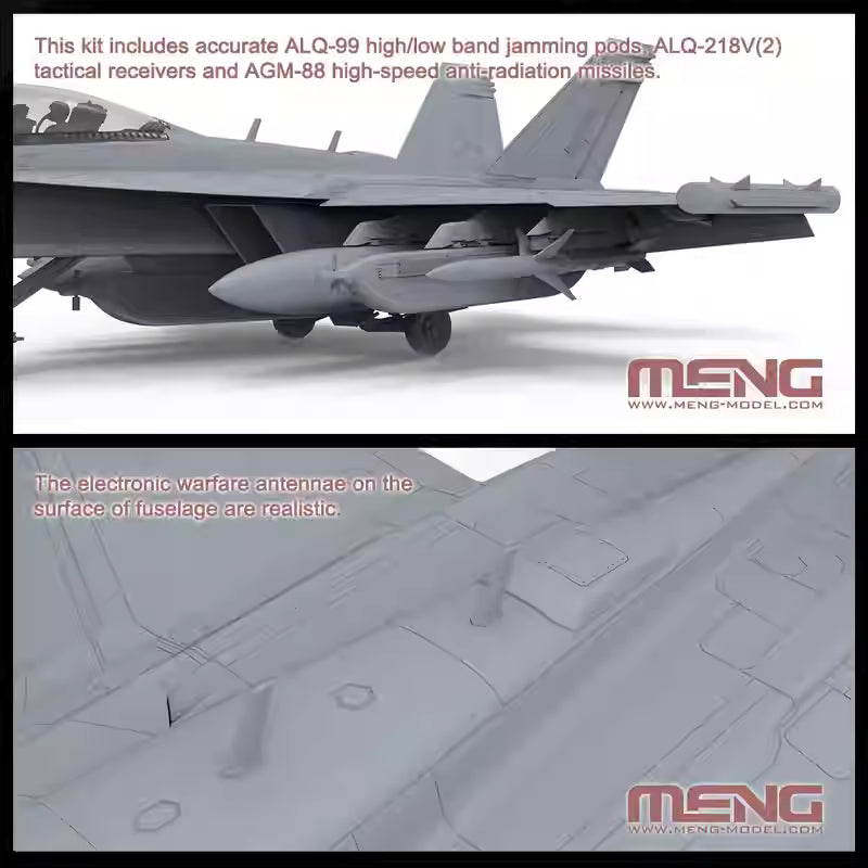 Discover the BOEING EA-18G GROWLER Aircraft Model Kit by MENG. Perfect for aviation enthusiasts and model builders, scale 1/48.