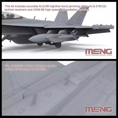 Discover the BOEING EA-18G GROWLER Aircraft Model Kit by MENG. Perfect for aviation enthusiasts and model builders, scale 1/48.