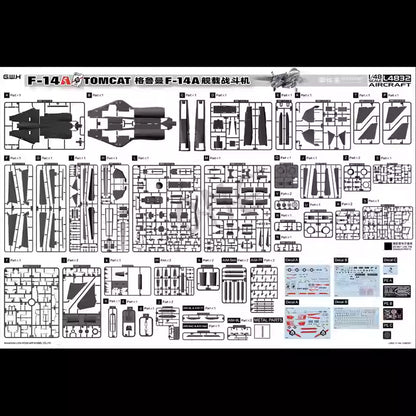 Great Wall Hobby G.W.H L4832 1/48 Scale Grumman F-14A Tomcat AirCraft Model Kit