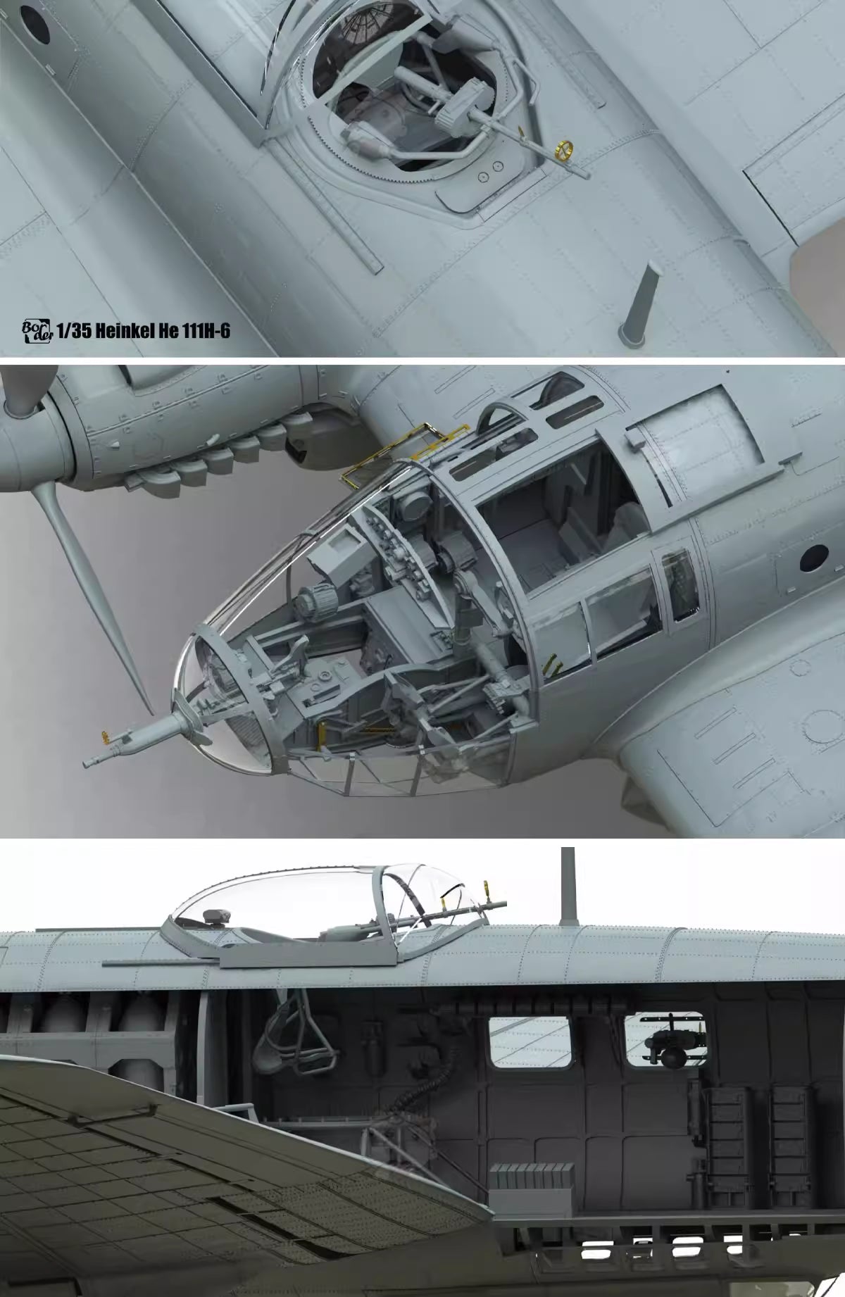 Explore this WWII German Bomber He 111H-6 Model Kit Full Interior 1/35 | Border BF-018