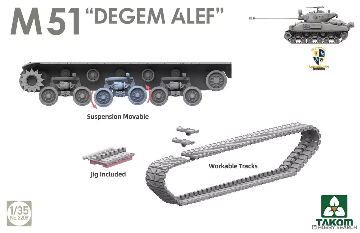 TAKOM 2208 1/35 M51 "DEGEM ALEF" Tank Assembly Model Kit