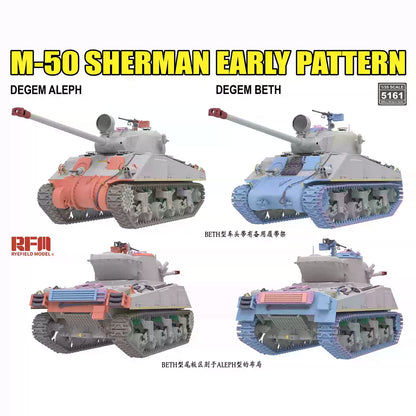 RYE FIELD 5161 1/35 M-50 Sherman Early Pattern Degem Aleph Tank Model Kit