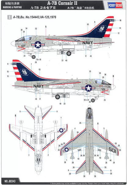 Special Sales! 1/48 A-7B Corsair II Aircraft Model Kit | Hobbyboss 80343