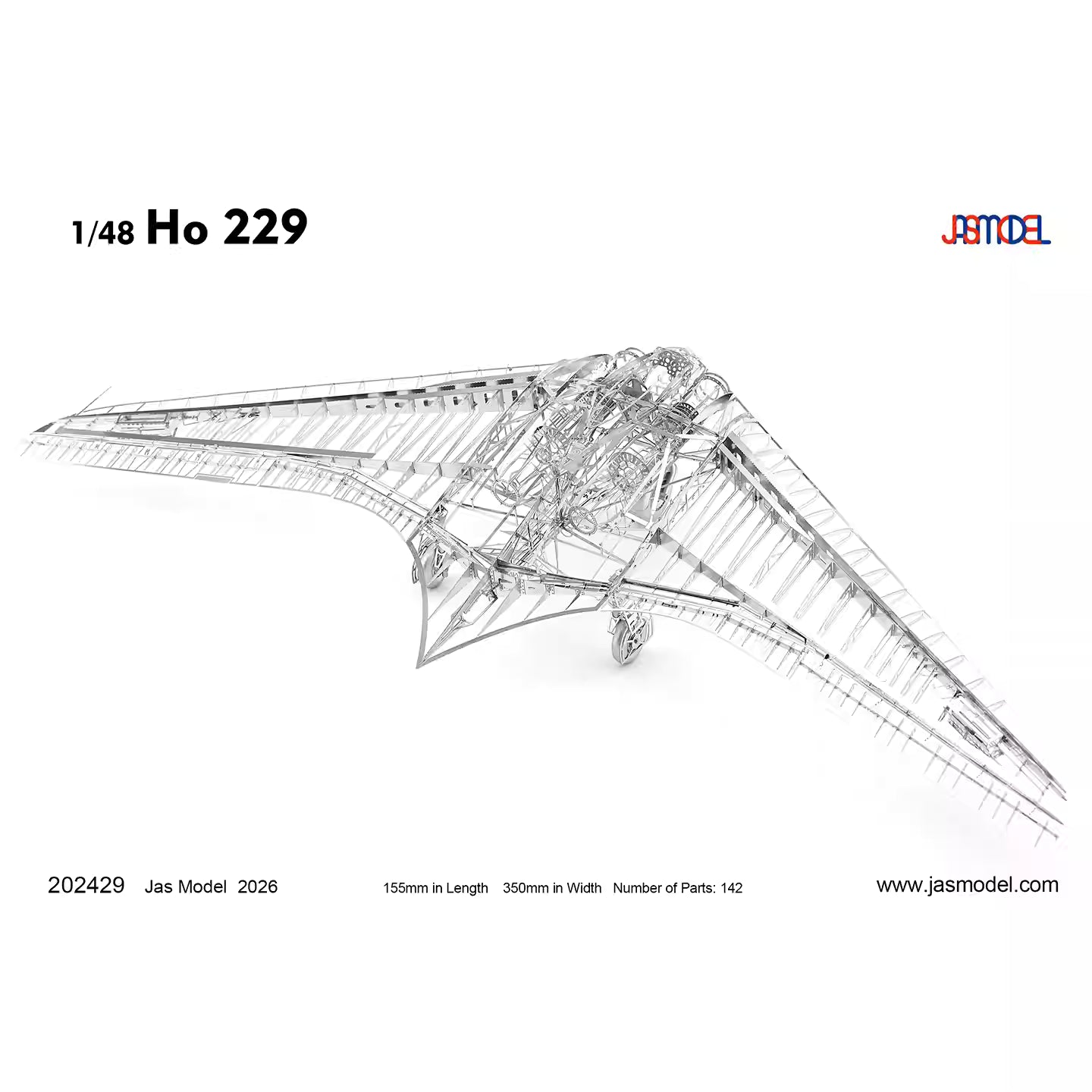 Jasmine Model 202429 1/48 Ho229 Etched Assembly Model Flying Wing Fighter - ModelHives