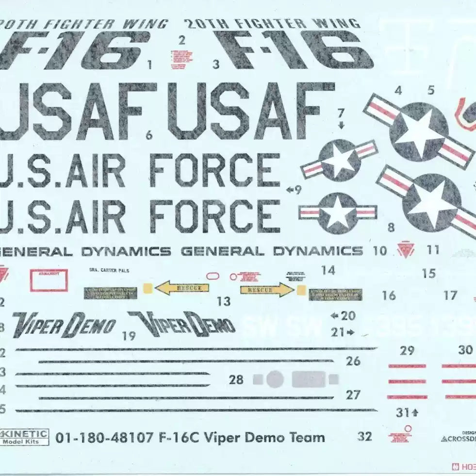 Special sales! 1/48 F-16C Viper Demo Team MODEL KIT | KINETIC K48107
