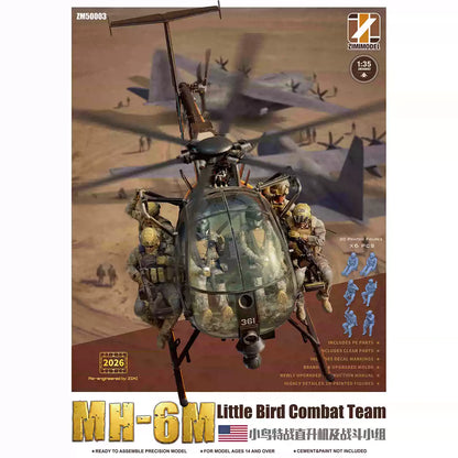 Zimi ZM50003 1/35 MH-6M Combat Team Aircraft Model Kit w/6 Figures 3D Print