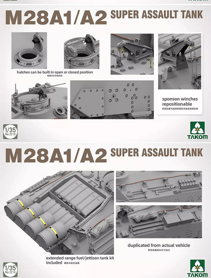 Explore this TAKOM 2209W 1/35 T28*2 BOX(2209+2210+Modeling Guidebook) Tank Model Kit 