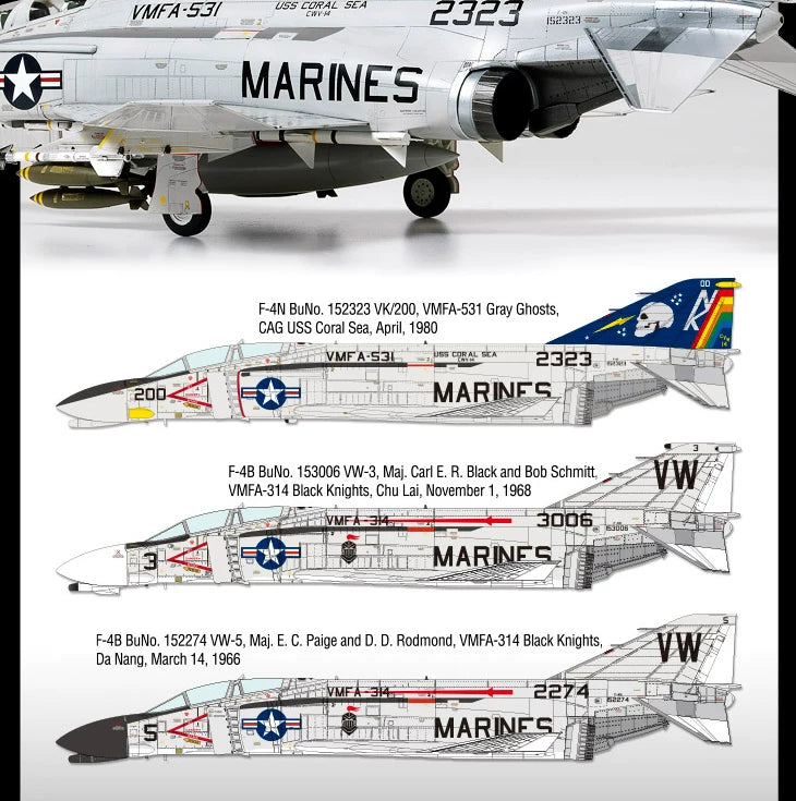 Academy 12315 1/48 F-4B/N PhantomII `VMFA-531 Gray Ghosts` Airplane Model Kit