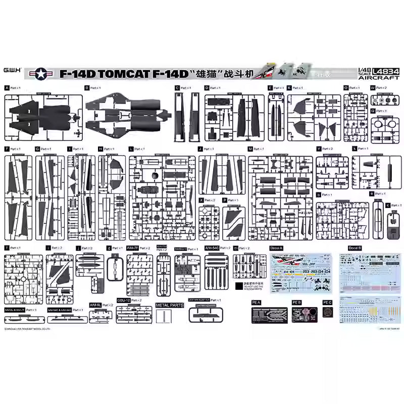 Great Wall Hobby L4834 1/48 F-14D Tomcat Fighter Model Kit