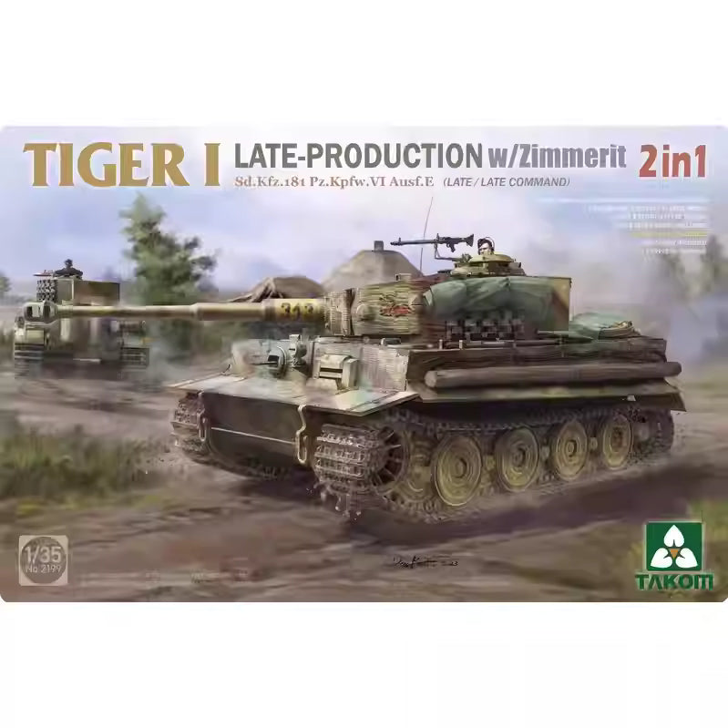 TAKOM 2199 1/35 Tiger I Late w/Zimmerit Tank Model Kit Reprint