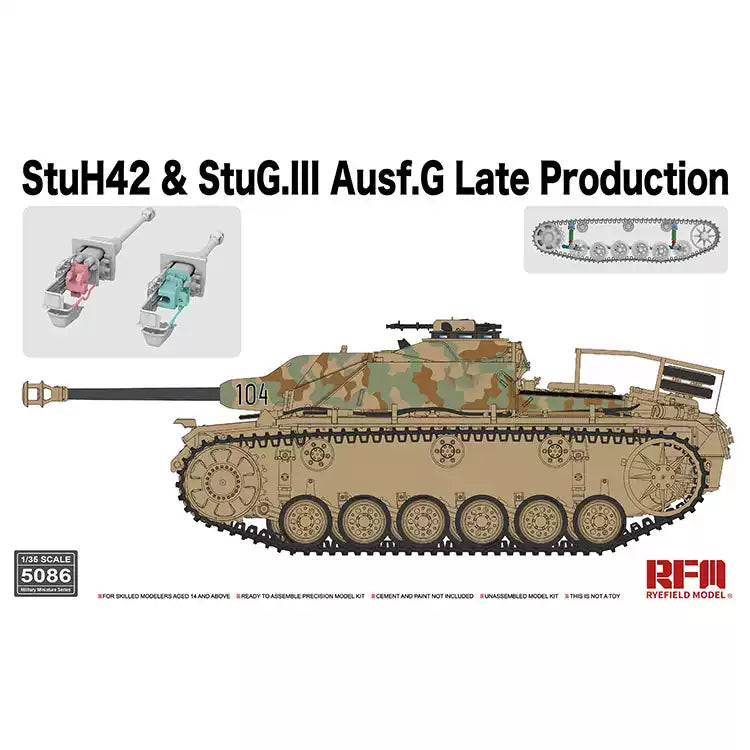 Rye Field RM-5086 1/35 StuH42 & StuG.III Ausf.G Late Tank Model Kit