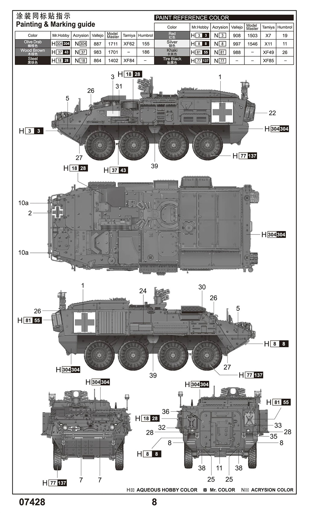 Build your own M1133 Stryker MEV with the Trumpeter 07428 kit.