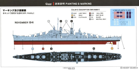 US Light Cruiser Atlanta CL-51 Model Kit 1/350 Standard Edition | ZIMI Model AT35011