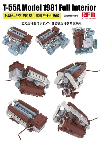 Discover the RYE FIELD 5155 T-55A 1/35 Tank Model Kit with full interior, workable suspension, and track – the perfect addition for hobbyists!