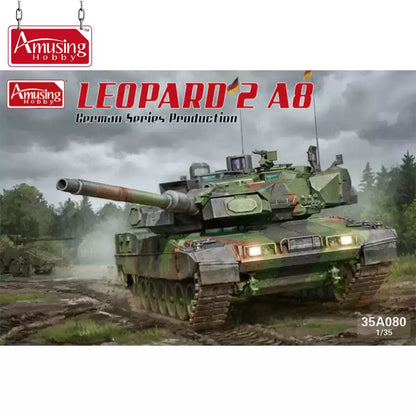 Amusing Hobby 35A080 1/35 German Leopard 2A8 Main Battle Tank Plastic Assembly Model Kit (Metal Barrel Included)