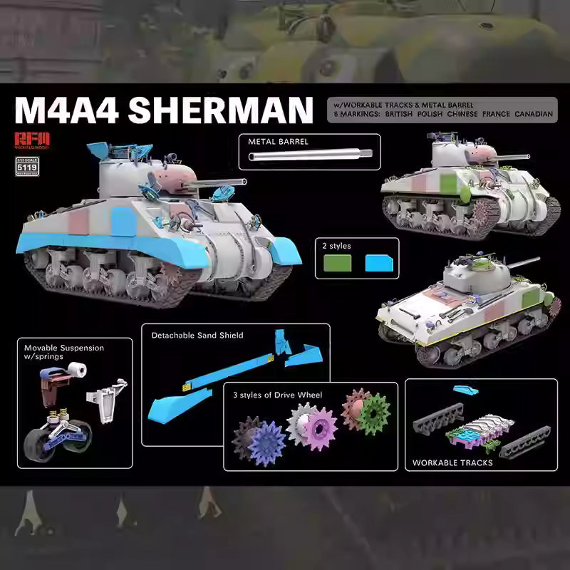 Shop the RYE FIELD RM5119 1/35 M4A4 Sherman Tank Model Kit. Limited stock available, act fast to secure yours and build an incredible model!