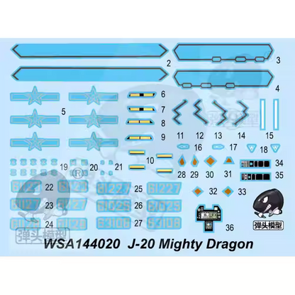J-20 Airplane Model Kit Chinese PLAAF | Warhead WSA144020 1/144 - ModelHives