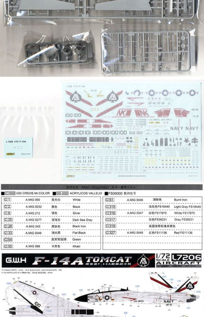 Discover the GreatWall L7206 f-14a 1/72 Aircraft model kit