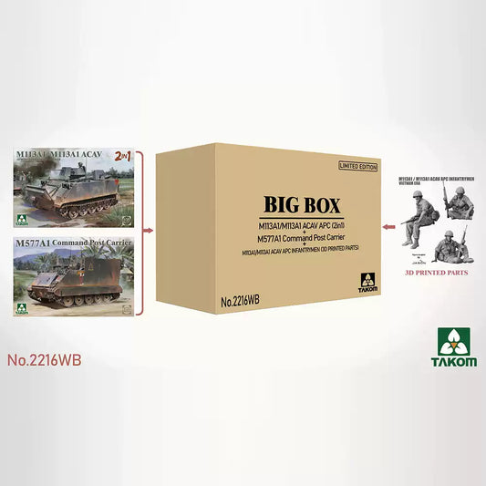 TAKOM 2216WB 1/35 M113 / M577 Armored Vehicle with Infantry Figure Set Model Kit