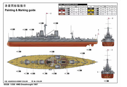 Trumpeter 05328 1/350 HMS Dreadnought 1907 Battleship Model Kit