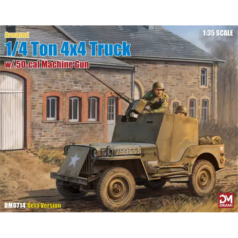 DRAMI DM6714 1/35 Armored Truck 0.25t 4x4 w/.50-cal Machine Gun Model Kit