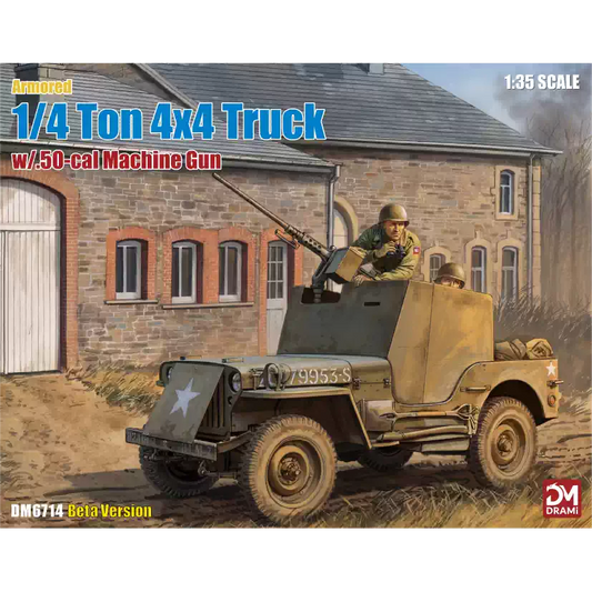 DRAMI DM6714 1/35 Armored Truck 0.25t 4x4 w/.50-cal Machine Gun Model Kit