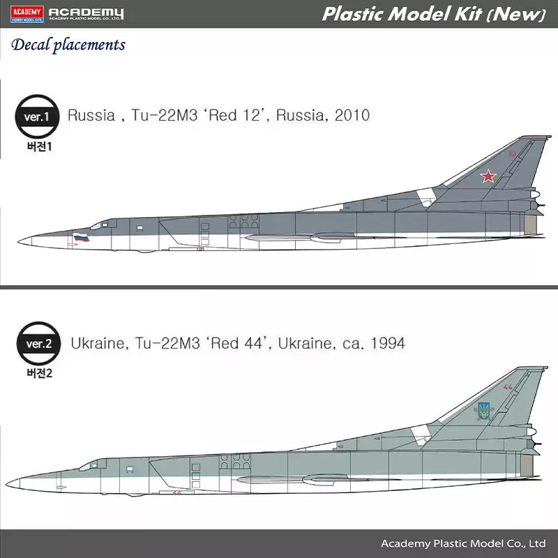 ACADEMY AC12636 1/144 RU Tu-22M3 Backfire C Aircarft Model Kit