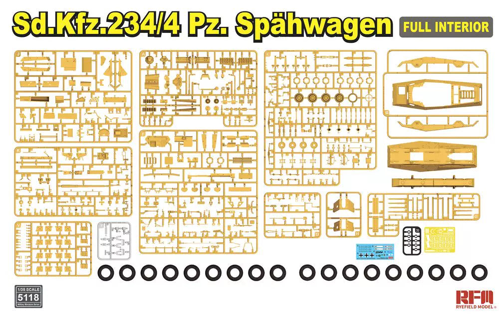 RYEFIELD 5118 1/35 Sd.Kfz.234/4 Spahwagen Full Interior Model Kit