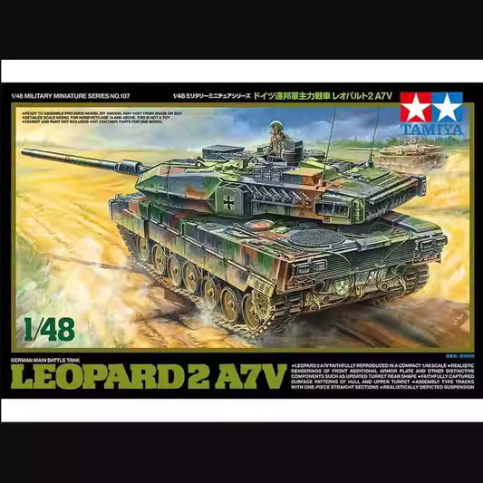 Tamiya TA32607 1/48 German MBT Tank Leopard 2 A7V Assemble Model Kit